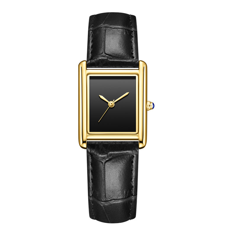 Reloj de pulsera de cuero para parejas, sencillo, cuadrado, para estudiantes, resistente al agua.