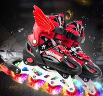 Patines en línea para niños y niñas, botas de patinaje con luces intermitentes de tamaño ajustable