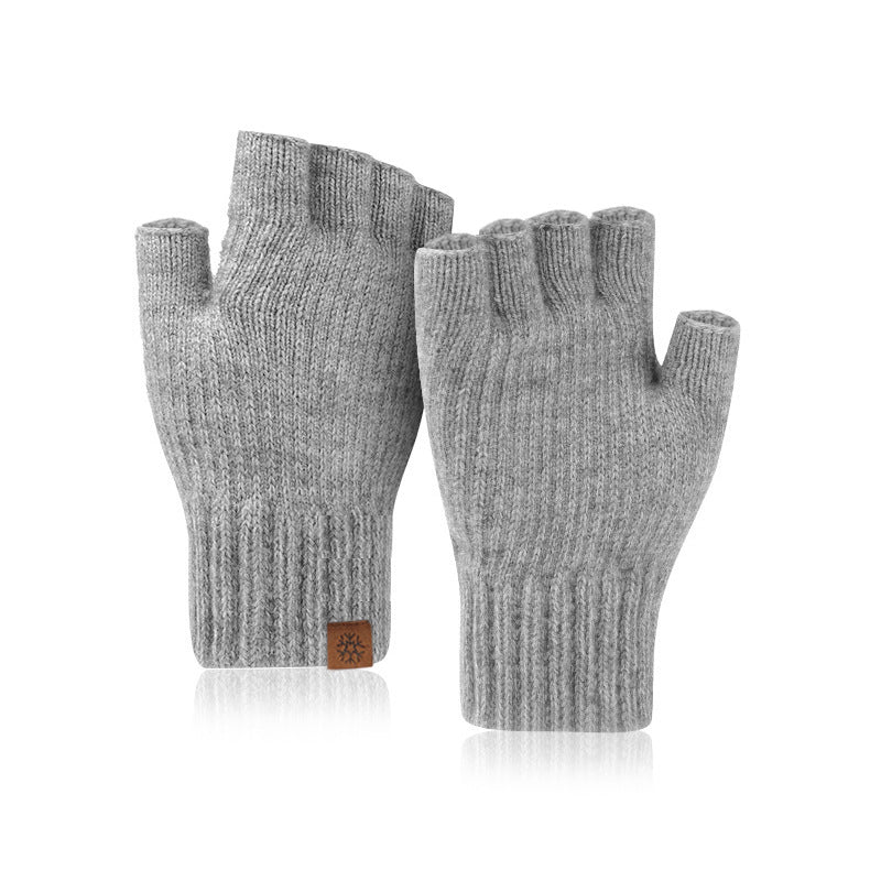 Guantes térmicos de medio dedo con forro polar para exteriores para hombre