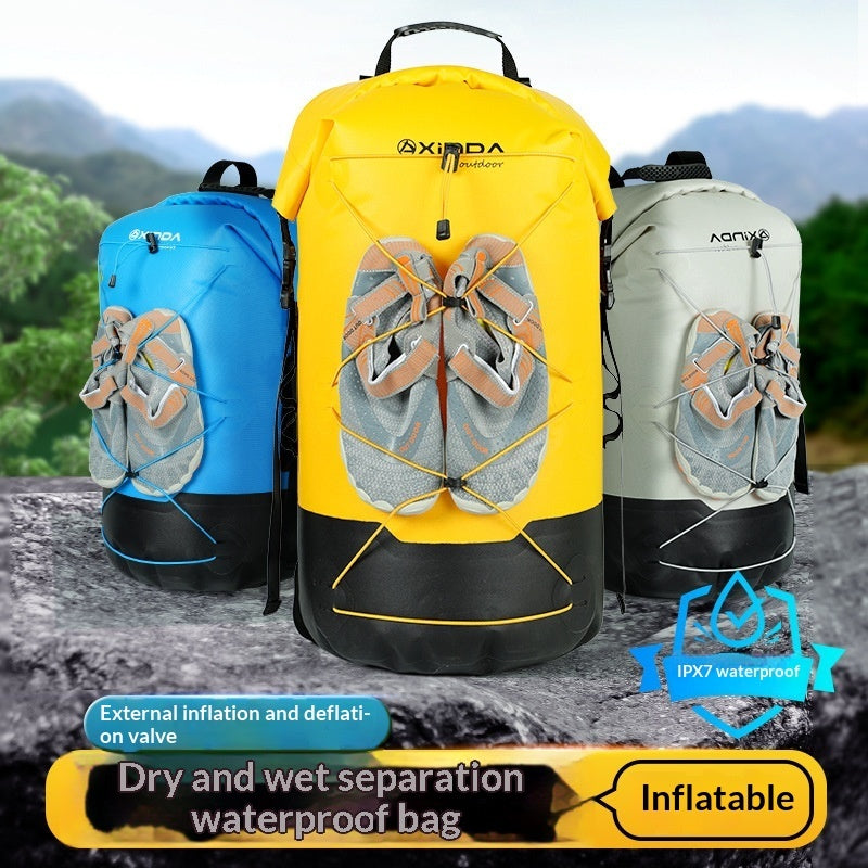 Mochila impermeable IPX7 para exteriores con separación de humedad y humedad