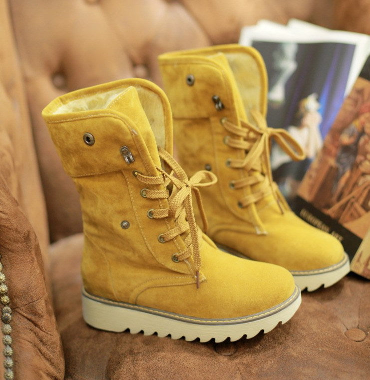 Botas de piel escarchada, botas de nieve, botas con cordones