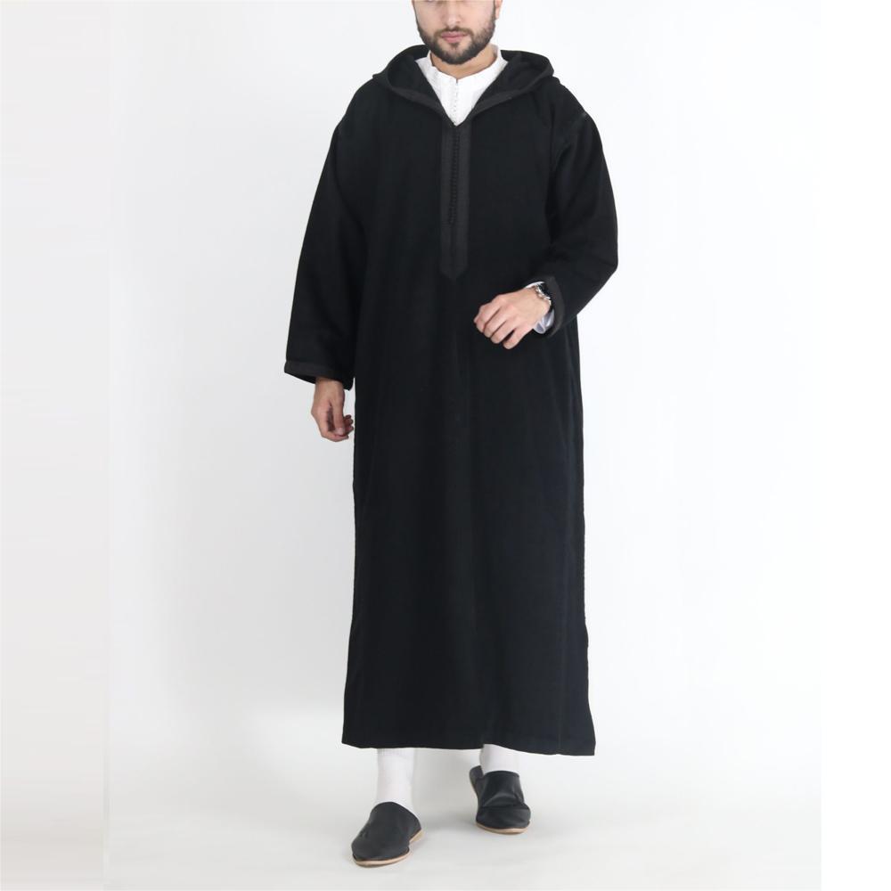 Camisa con capucha de estilo árabe para hombre, túnica musulmana