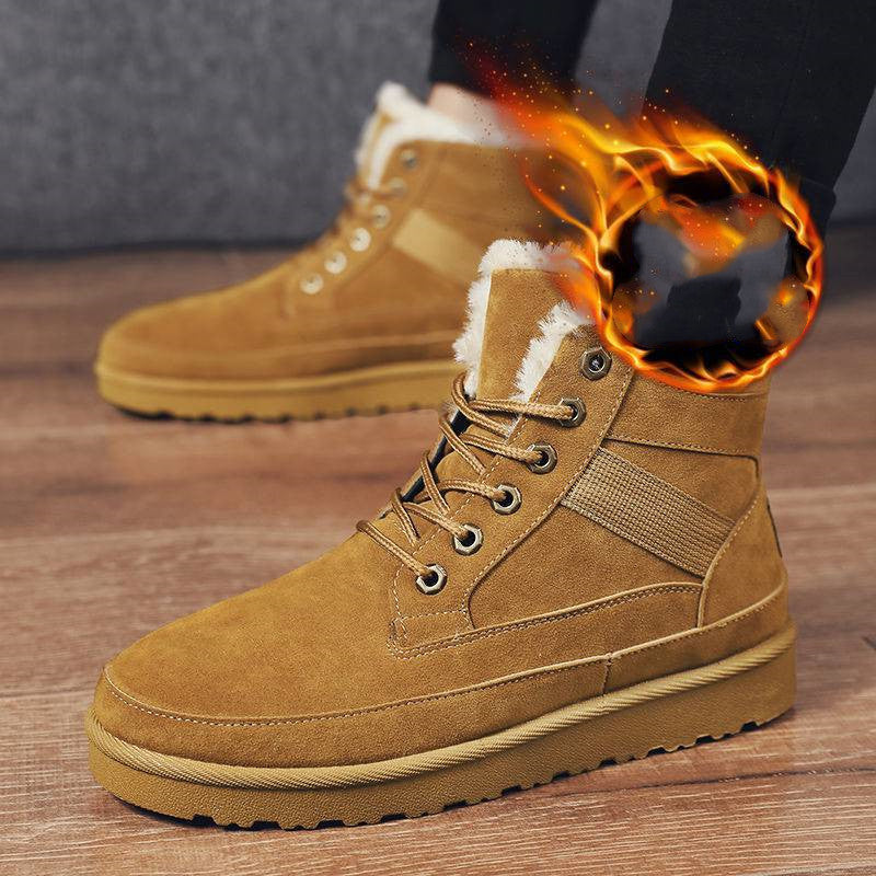 Botas de nieve de piel de ruibarbo cálidas y gruesas
