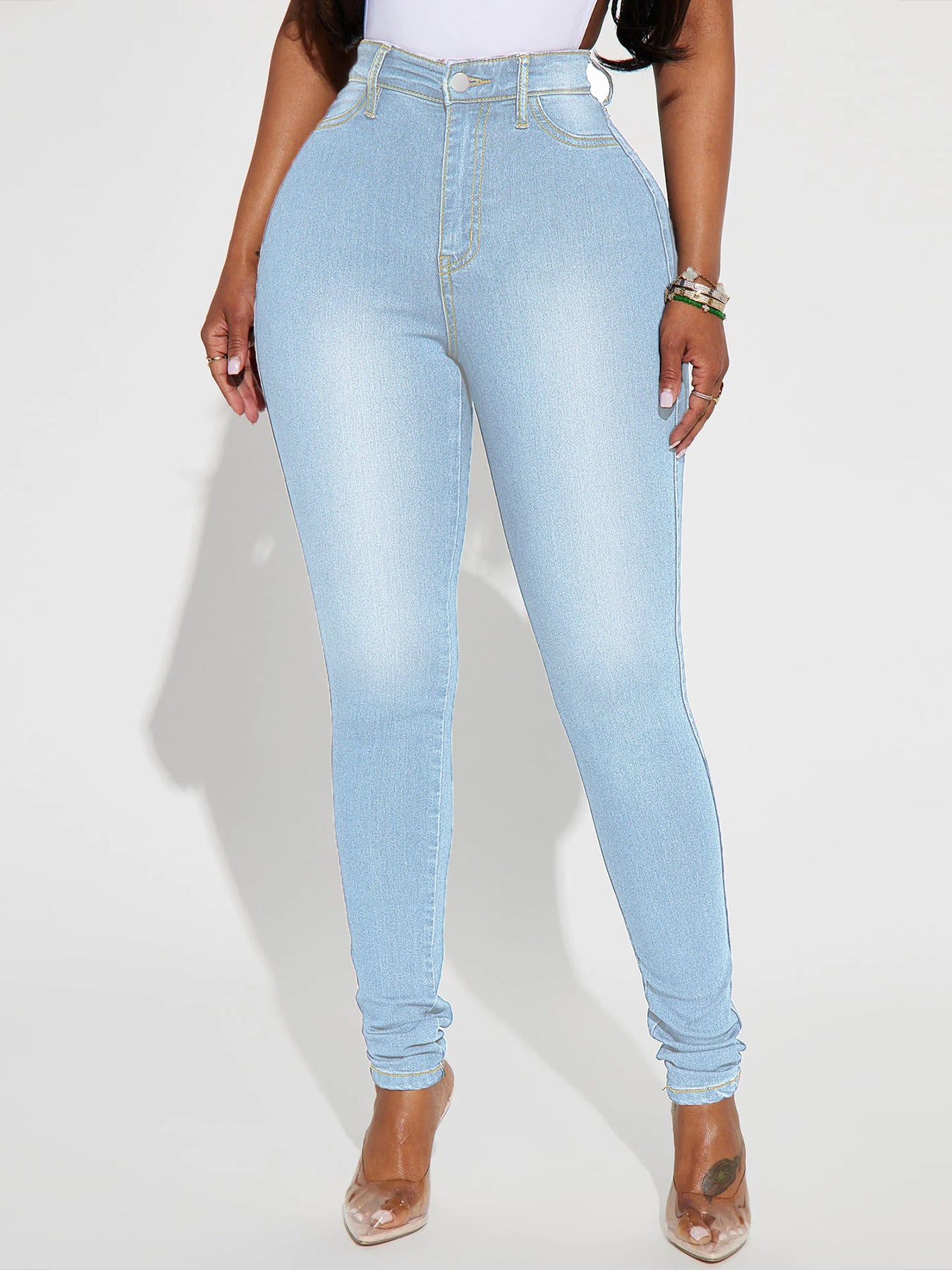 Women's High Waist Slim-fit Pure Elastic Slimming Jeans