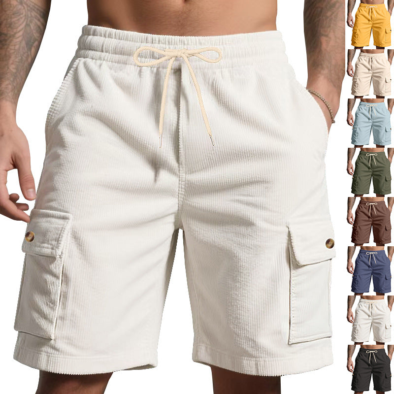 Men's Heavyweight Loose Casual Corduroy Utility Cropped Shorts