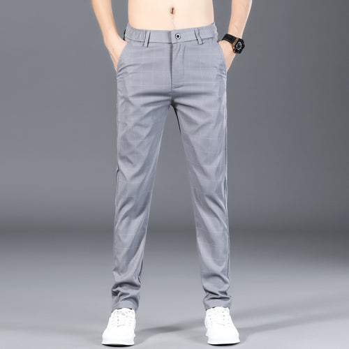 Pantalones de vestir a cuadros negros para hombre