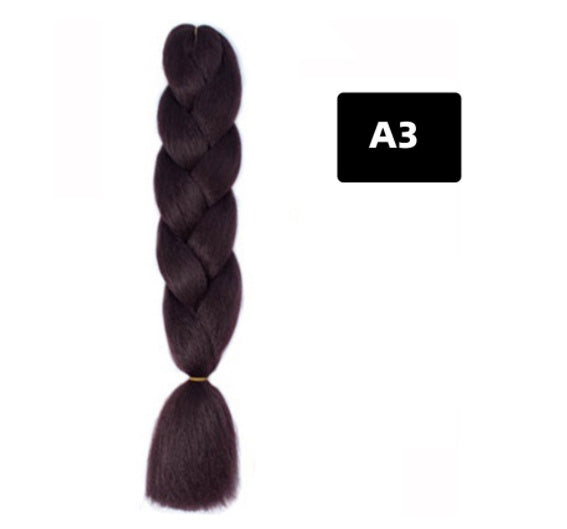 Peluca de seda africana de alta temperatura con fibra química y trenza grande en color degradado