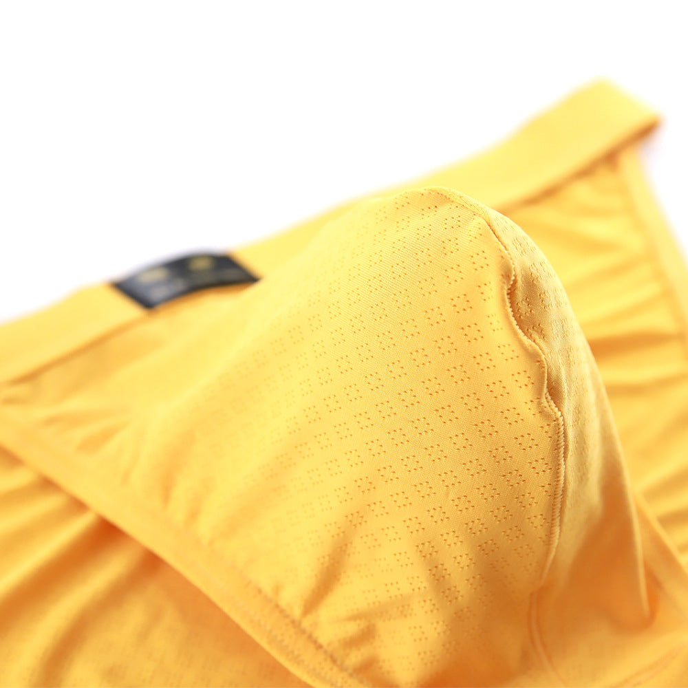 Ropa interior de nailon para hombre, color sólido, cintura media, transpirable, sexy, triangular.