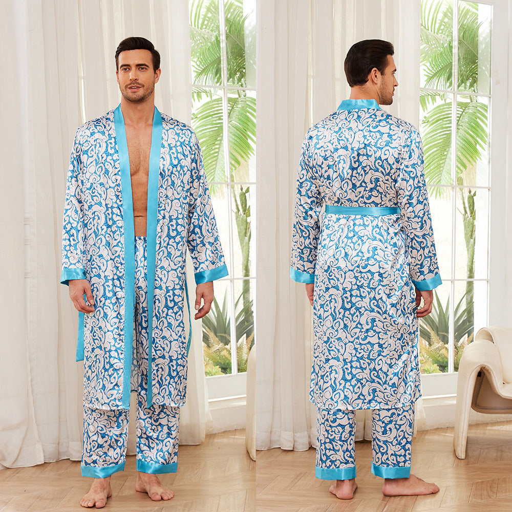 Pijama fino de manga larga para hombre de otoño