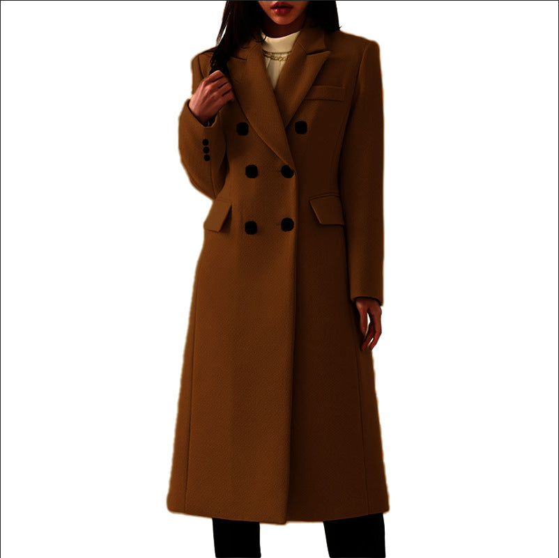 Nuevo abrigo sencillo de lana para mujer otoño-invierno