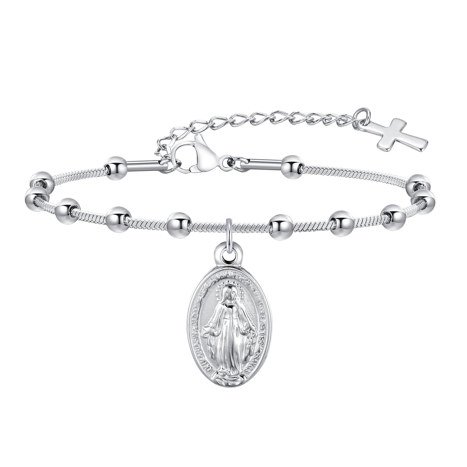 Cross Oval Stainless Steel Bracelet