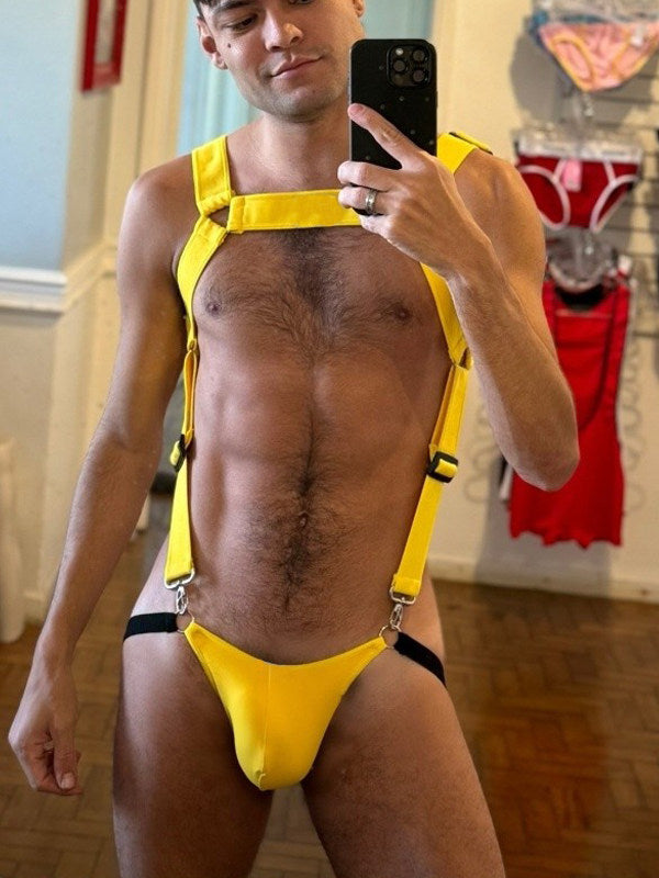 Ropa interior casual con tirantes de color sólido para hombre