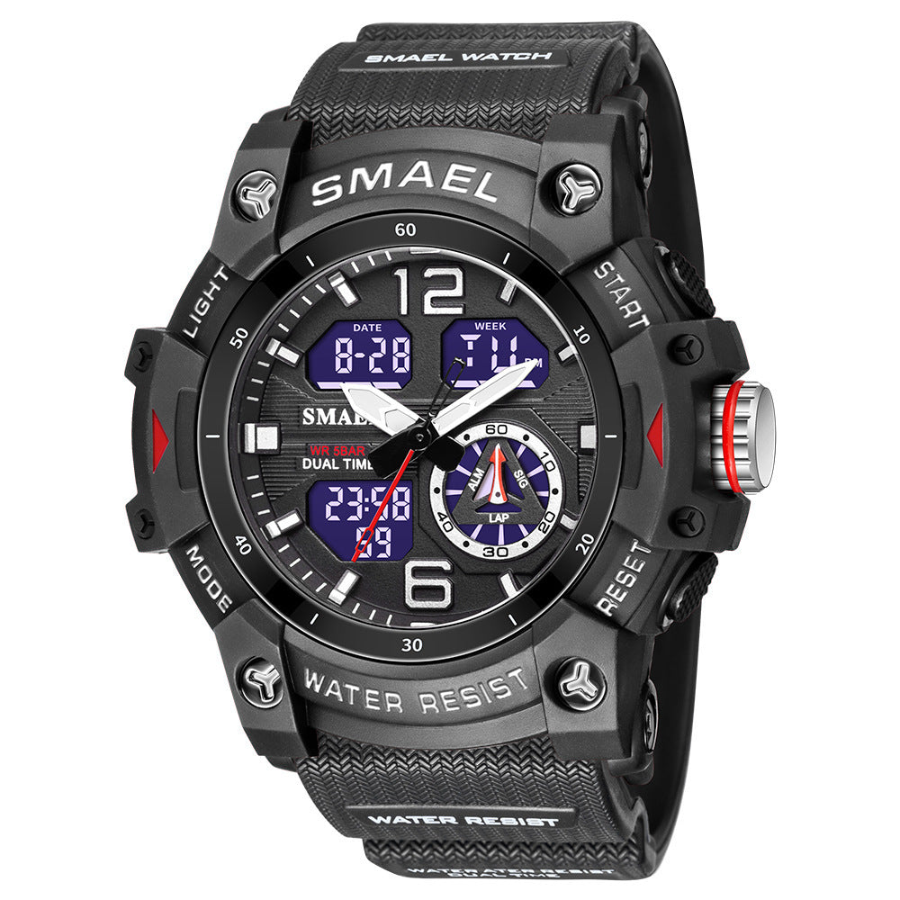 Reloj transparente para hombre para exteriores con un diseño moderno de doble pantalla.