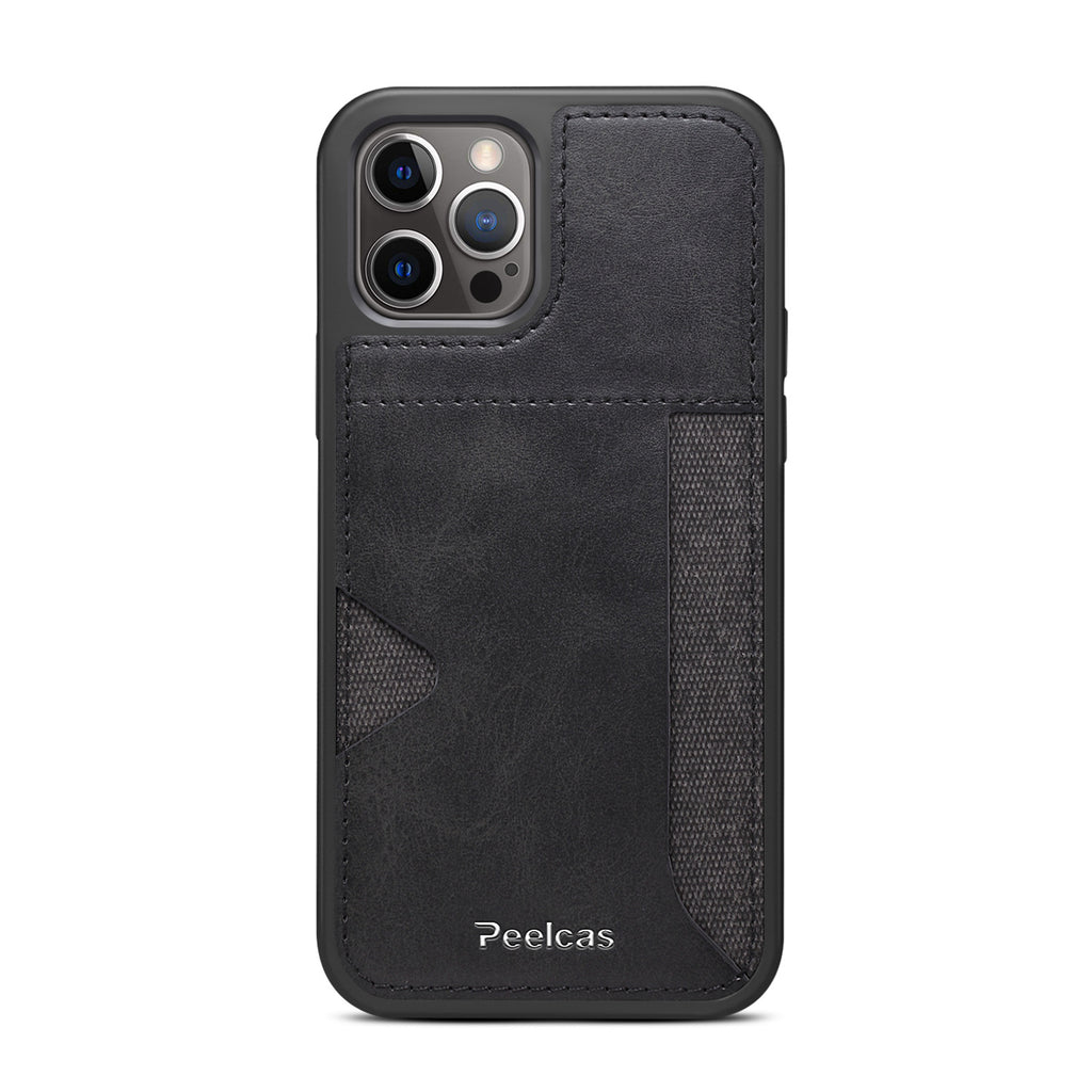 Estuche para teléfono con tarjetero de cuero para negocios