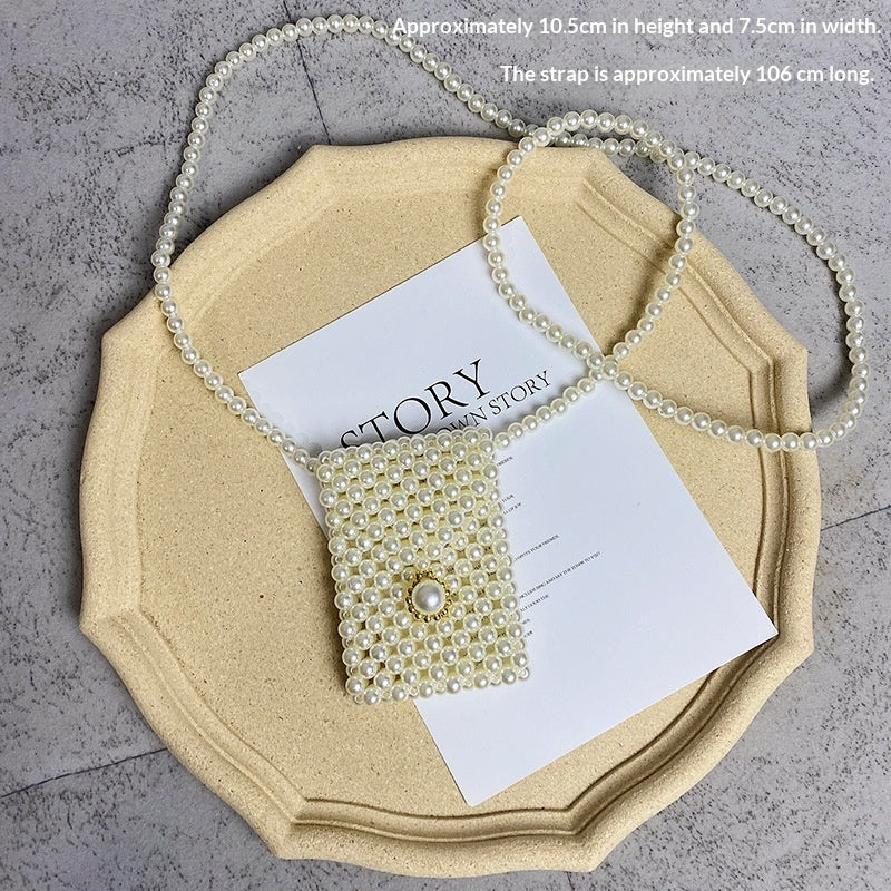 Bolso bandolera de verano versátil, mini, retro, tejido a mano con perlas