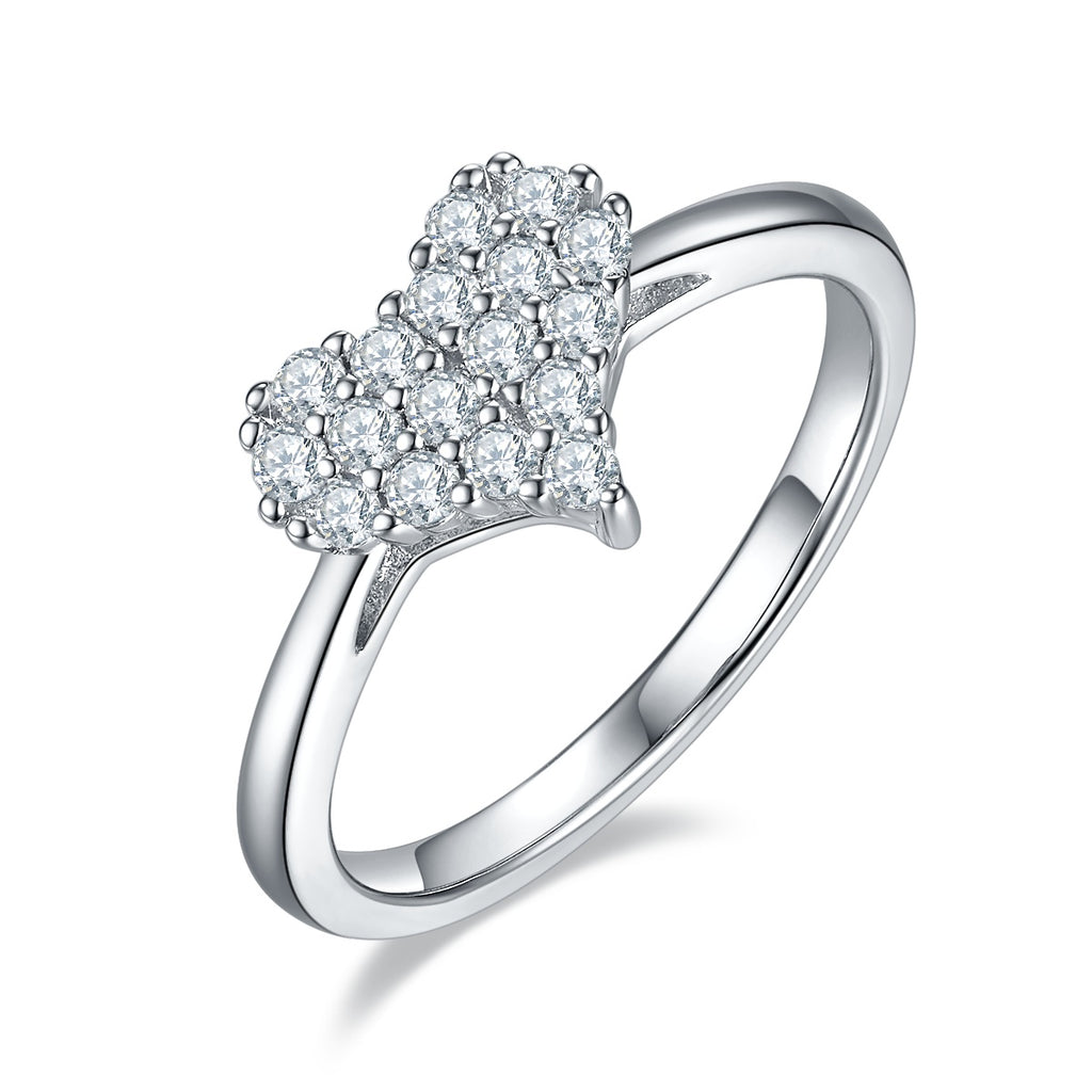 A Luxurious And Fashionable Light Luxury Jewelry Silver Ring Set With Top-quality Moissanite, S925 Silver Plated With Platinum