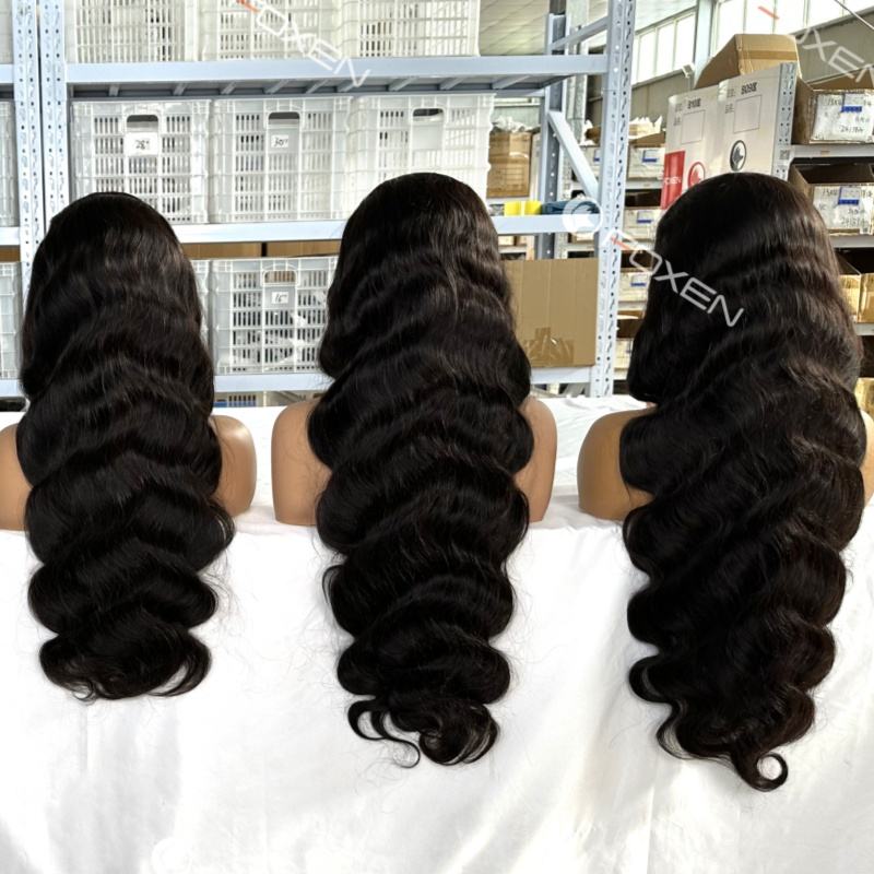 Pelucas de cabello humano ondulado con encaje frontal, venta al por mayor, sin pegamento, HD, para mujeres negras