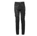Pantalones Punk Mecha para hombre, pantalones casuales ajustados con aspecto de mezclilla desgastada lavada.