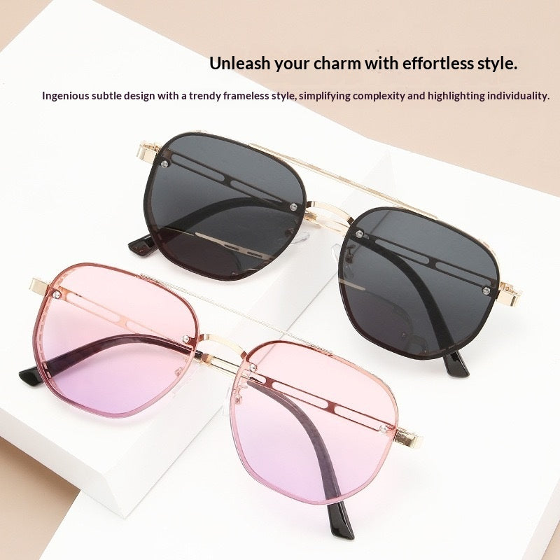 Retro Double-bridge Hollow-out Metal Sunglasses With A Premium, High-end Look