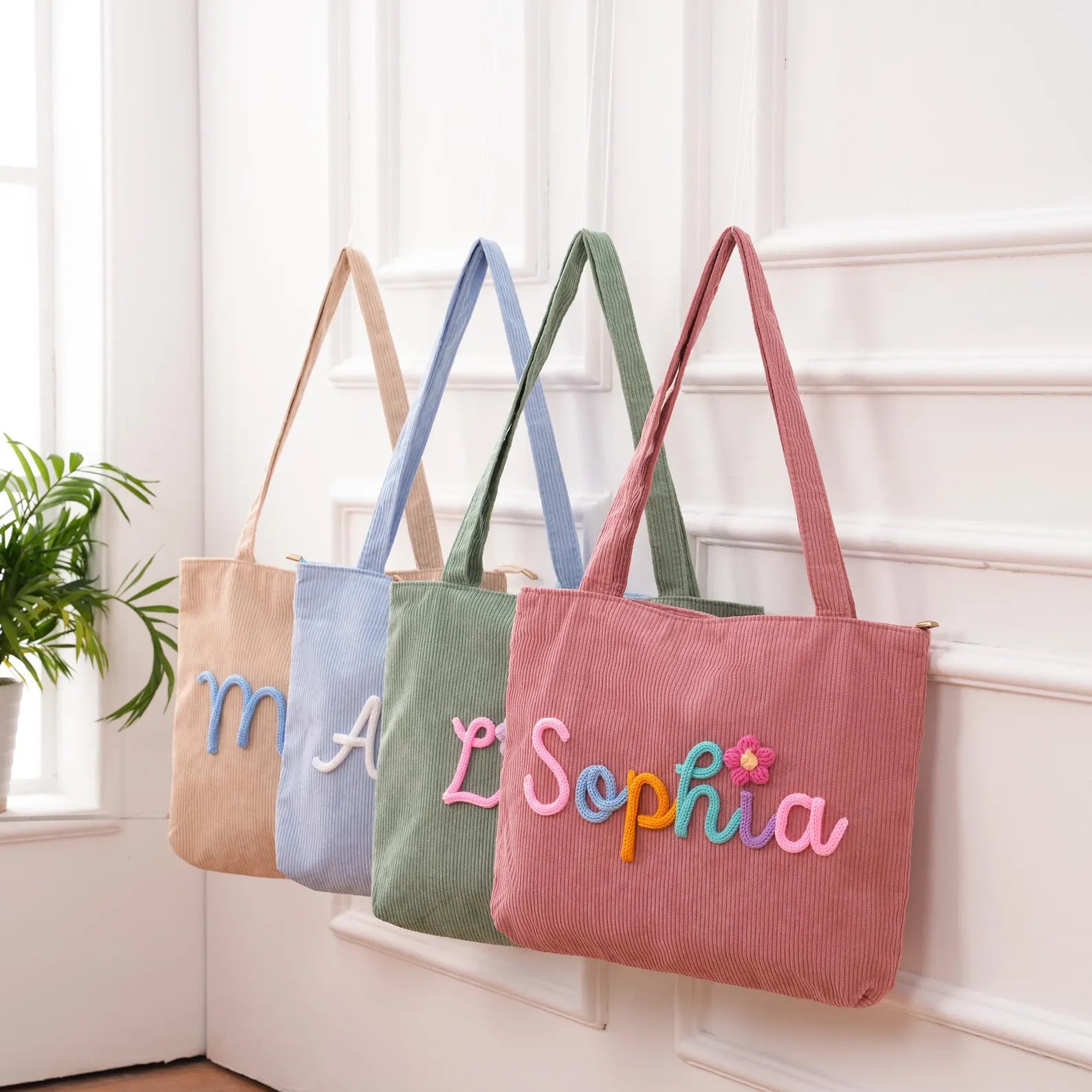 Bolso de mano informal de pana para mujer, moderno, minimalista y a la moda.