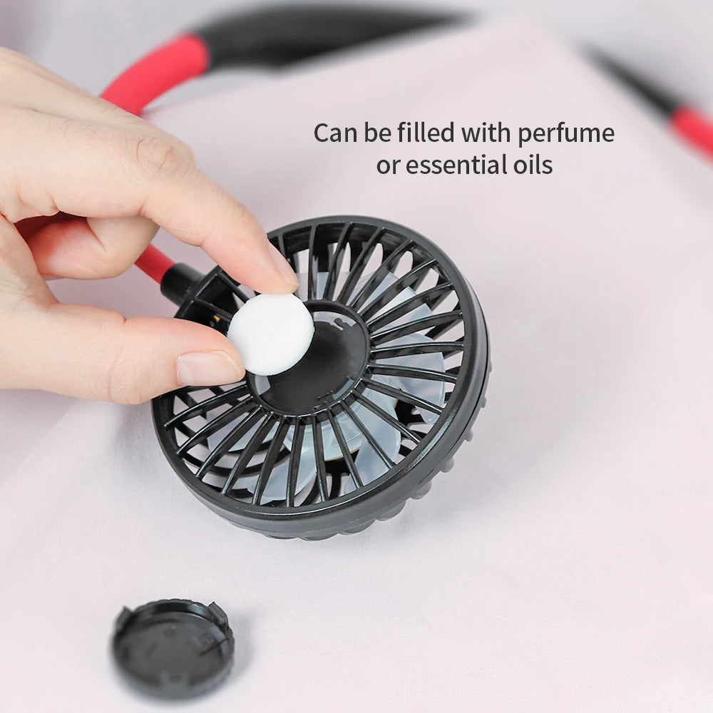 Mini ventilador portátil de cuello colgante, recargable por USB, doble ventilador, aire acondicionado, aroma colorido, ventilador eléctrico de escritorio para habitación