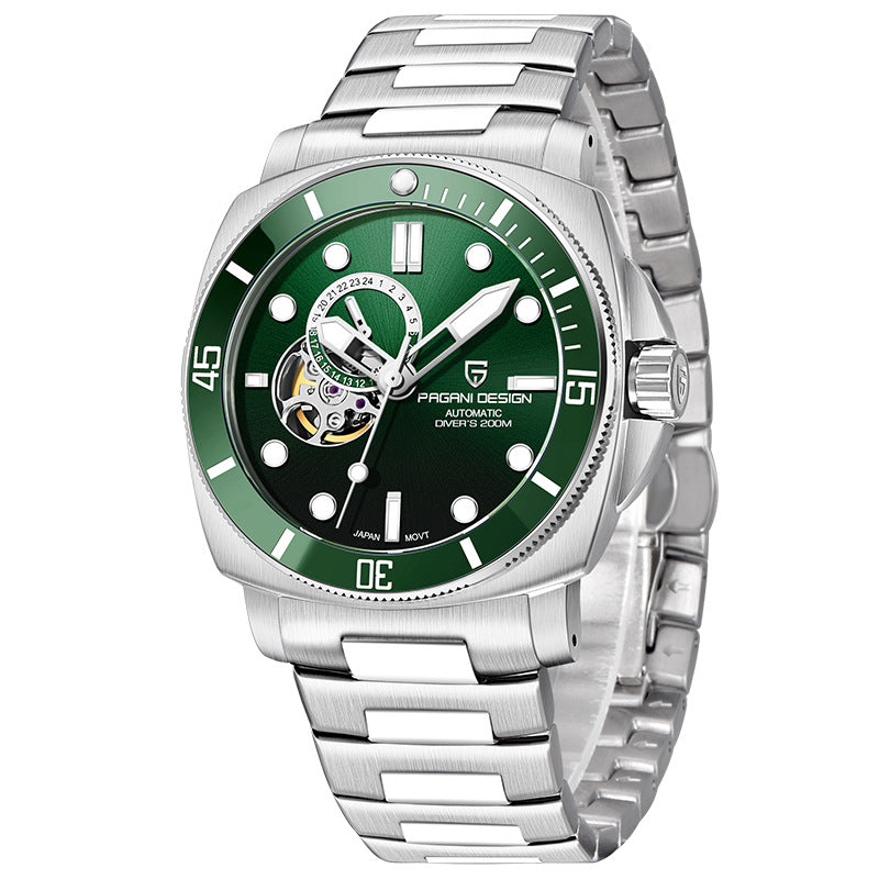 Reloj mecánico totalmente automático con pantalla luminosa y resistente al agua para hombre.