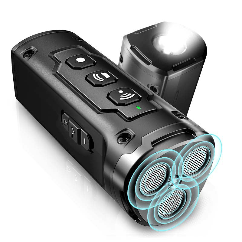 Dispositivo antiladridos ultrasónico de tres cabezales con linterna LED.