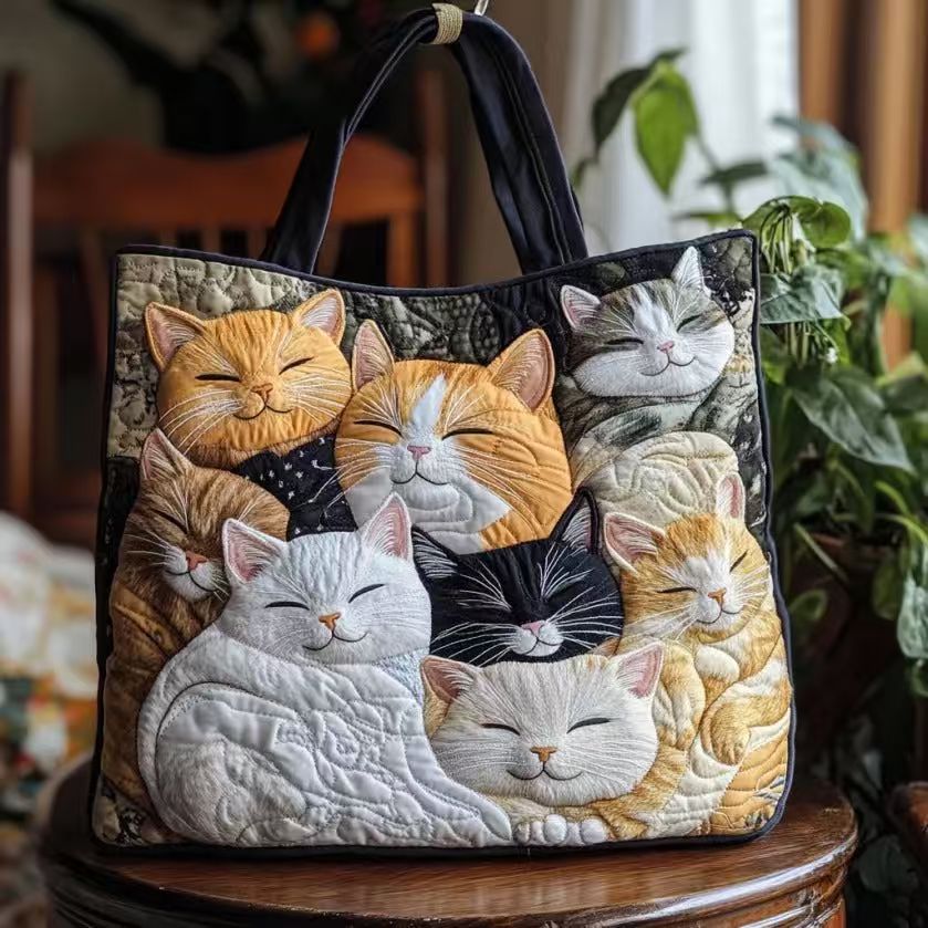 Bolso tote creativo de gran capacidad con impresión digital y bordado acolchado.