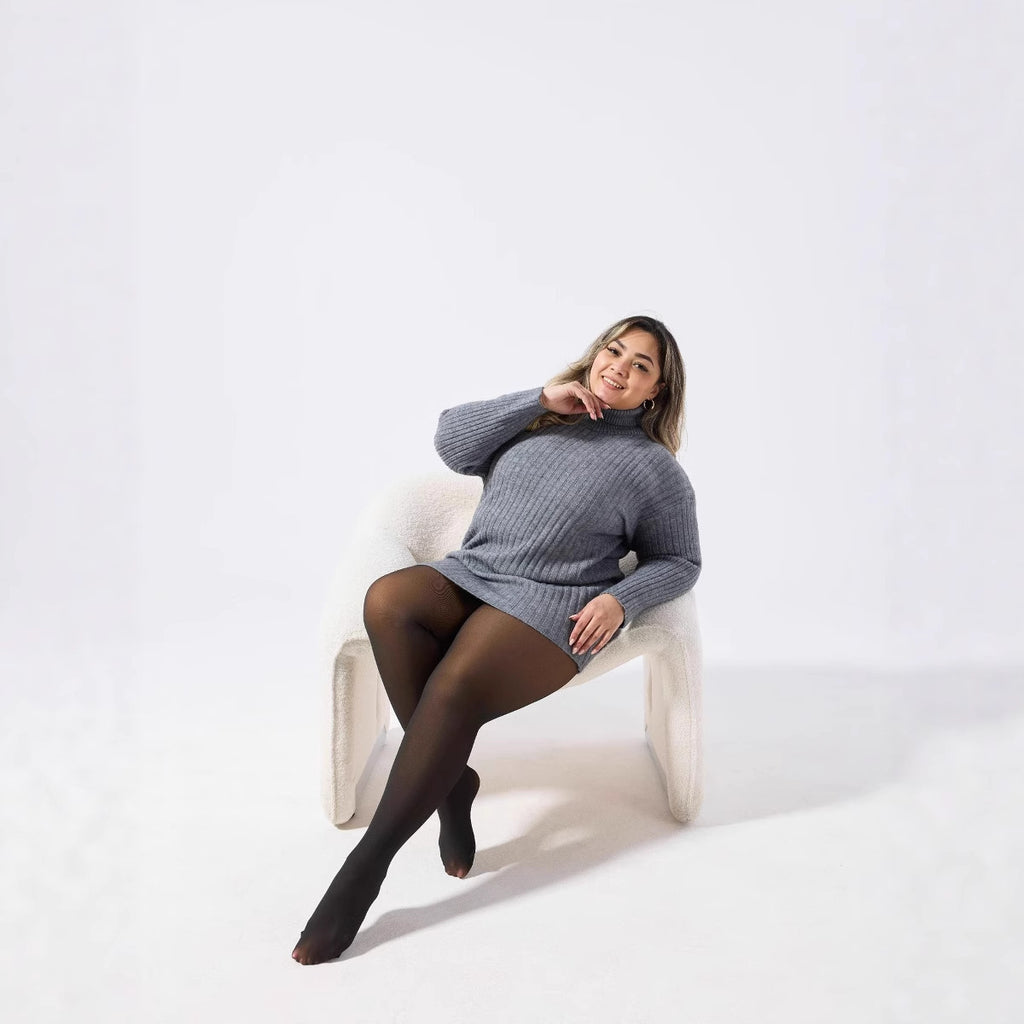 Leggings negros transparentes con forro polar de talla grande