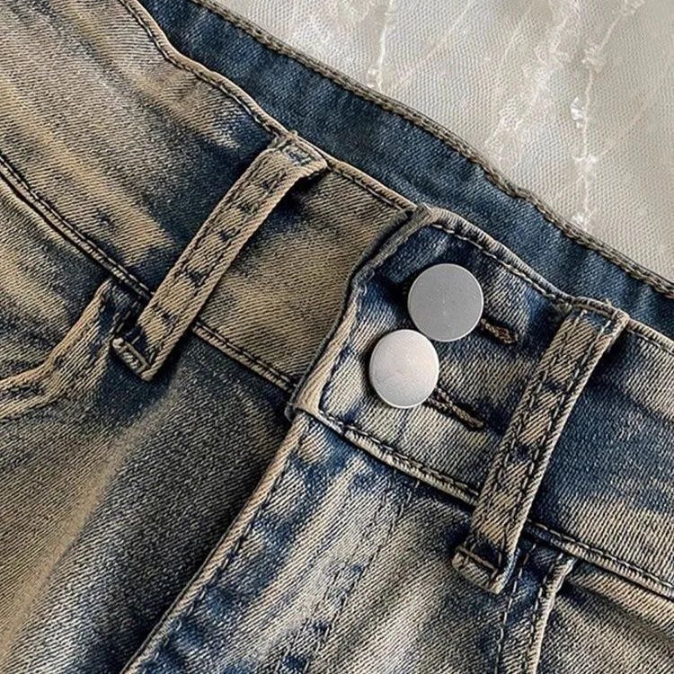 Shorts vaqueros de cintura alta estilo retro americano para mujer
