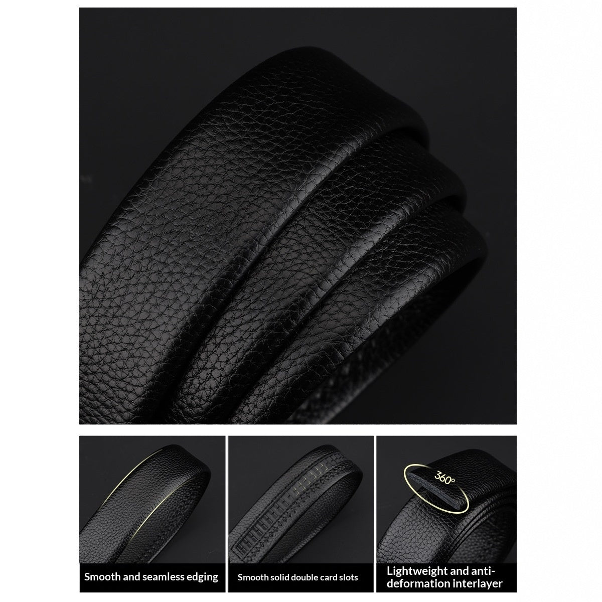 Full-Grain Leather With Automatic Buckle Business Professional Style Mens Belt