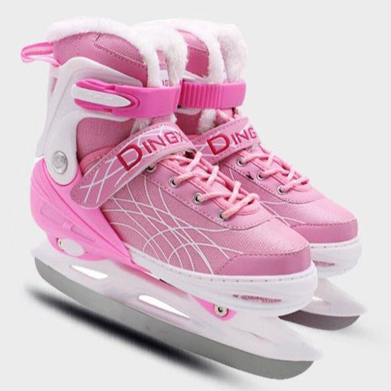 Zapatos de patinaje sobre hielo ajustables con aislamiento de felpa para niños