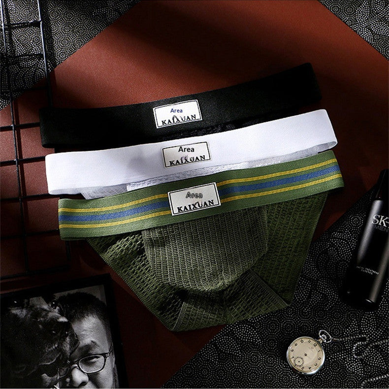 Calzoncillos de corte alto para hombre, ropa interior de punto transpirable, de moda, de verano