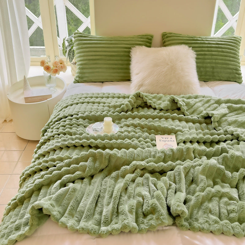 Rabbit Plush Multifunctional Blanket Strip Milk Fiber Bedding