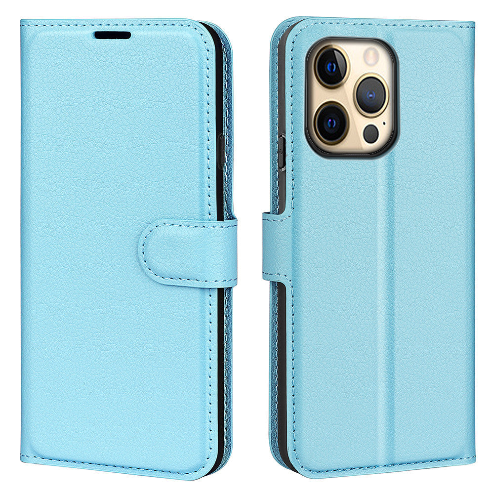 Funda para teléfono con ranura para tarjeta abatible y estampado de lichi