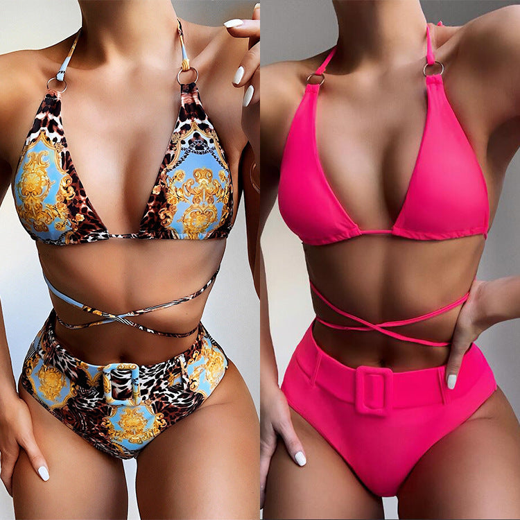 Printed halter bikini Women Two Piece Swimsuit Beach Vacation Summer