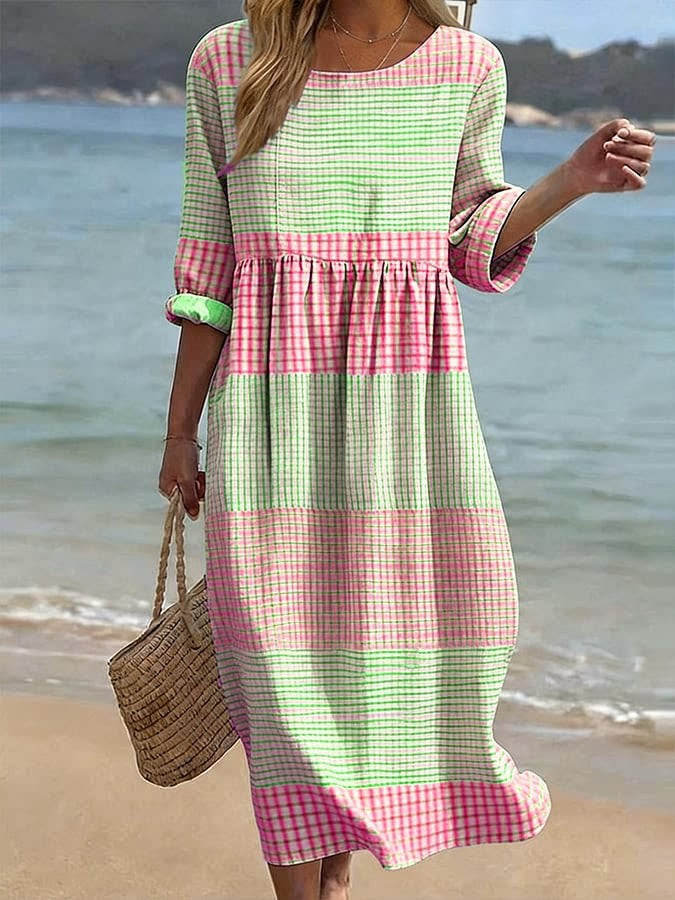 New Stylish Casual Striped V-Neck Elegant Dress