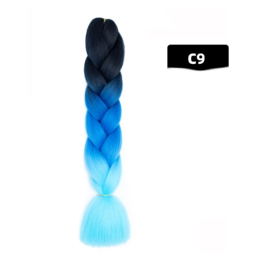 Peluca de seda africana de alta temperatura con fibra química y trenza grande en color degradado