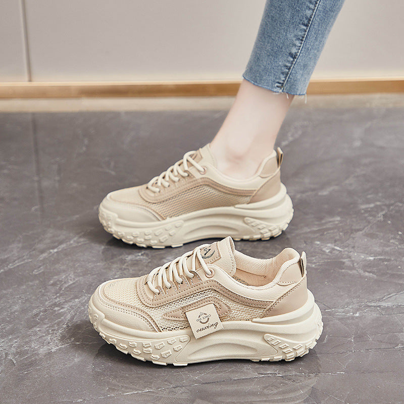 Zapatillas informales de malla transpirable con suela blanda para mujer