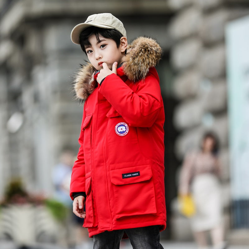Chaqueta de plumas para niño con engrosamiento largo