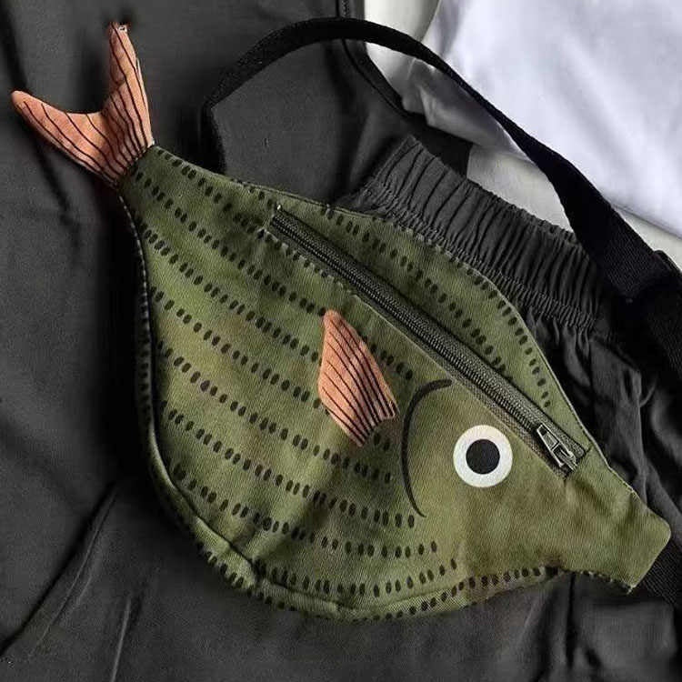 Bolso bandolera infantil estilo pez verde para padres e hijos