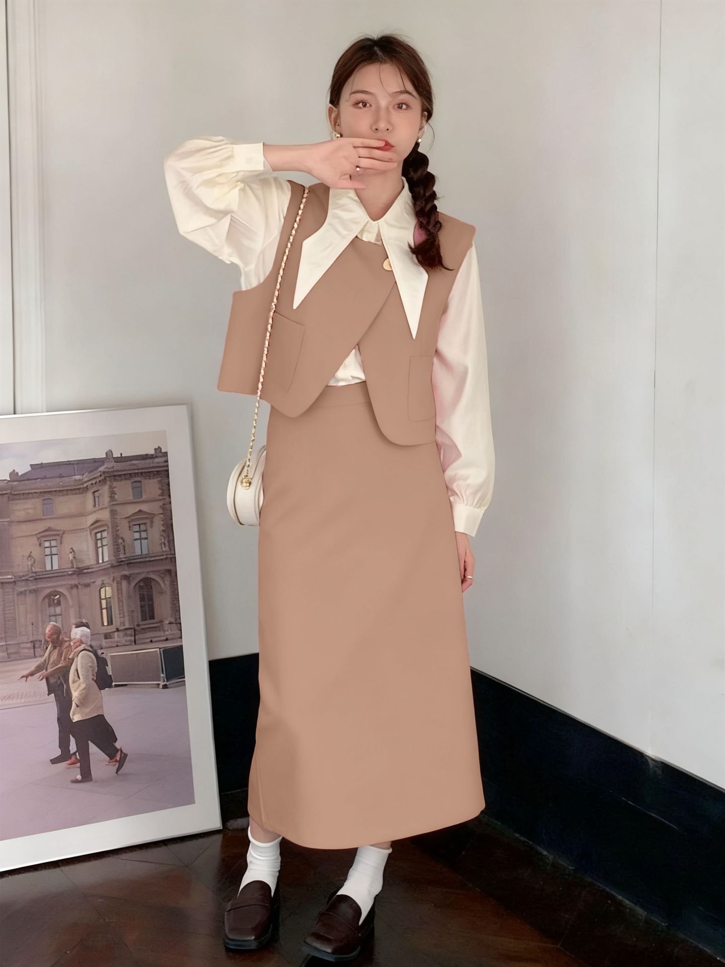 Split Sheath Skirt Mid-length Straight Skirt For Women