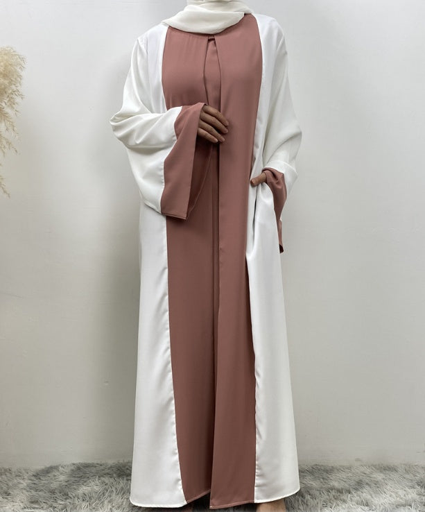 Loose-fitting Long Cardigan-style Patchwork Faux Two-piece Dress