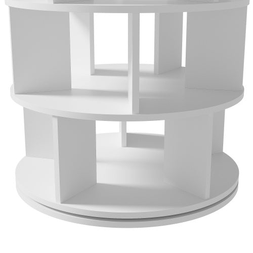 Shoe Rack, Rotatable Angle, White Round, 5 Tiers, Height 115 Cm, Width 60 Cm