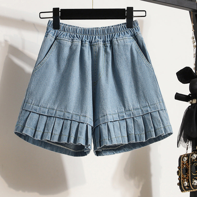 All-matching Casual Wide-leg Half Pants Female Plus Size