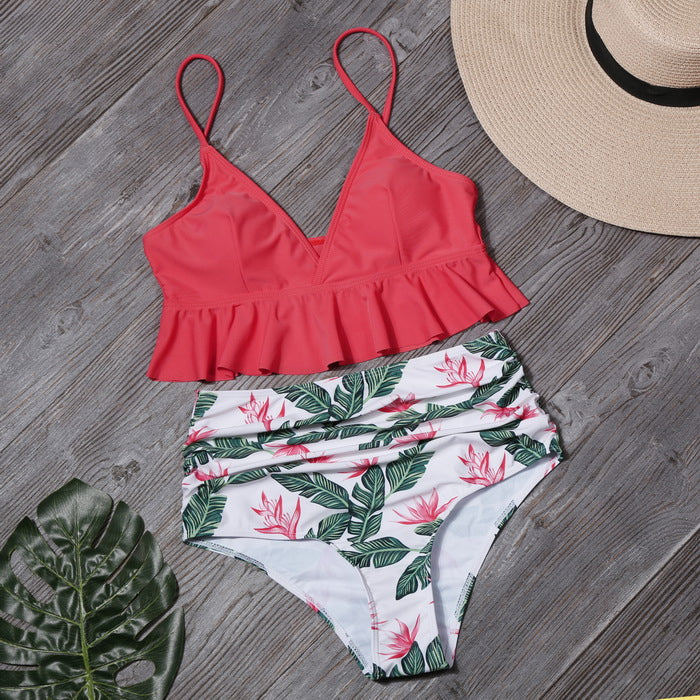 Ruffled Bikini Set Women Flounce Two Piece Swimsuit Beach Summer