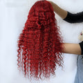 Peluca de cabello humano con ondas profundas rojas y real