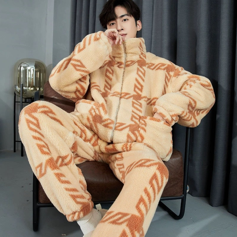 Pijama de invierno grueso con cremallera para hombre