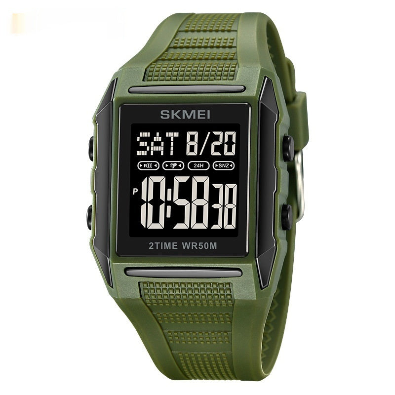 Reloj deportivo electrónico cuadrado, ligero, resistente al agua y luminoso: una opción clásica y elegante.