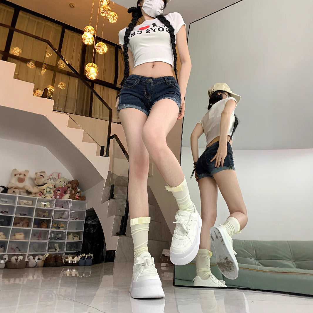 Shorts vaqueros vintage de estilo americano de verano para mujer